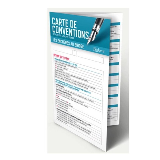 [BR0161] CARTE DE CONVENTIONS LES ENCHERES AU BRIDGE